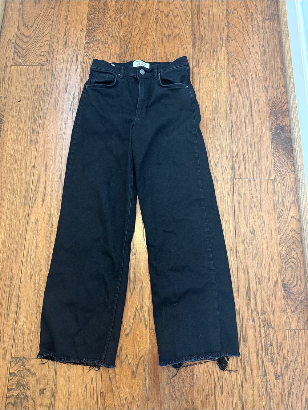 Reformation Black Emma High Rise Wide-Leg Jeans